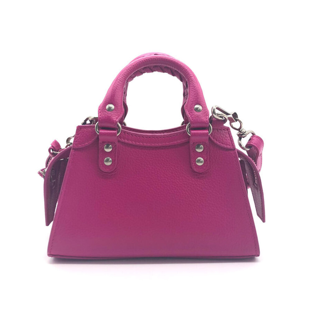 Balenciaga NEO CITY Crossbody Bag Magenta Red silver leather - Picture 2 of 5